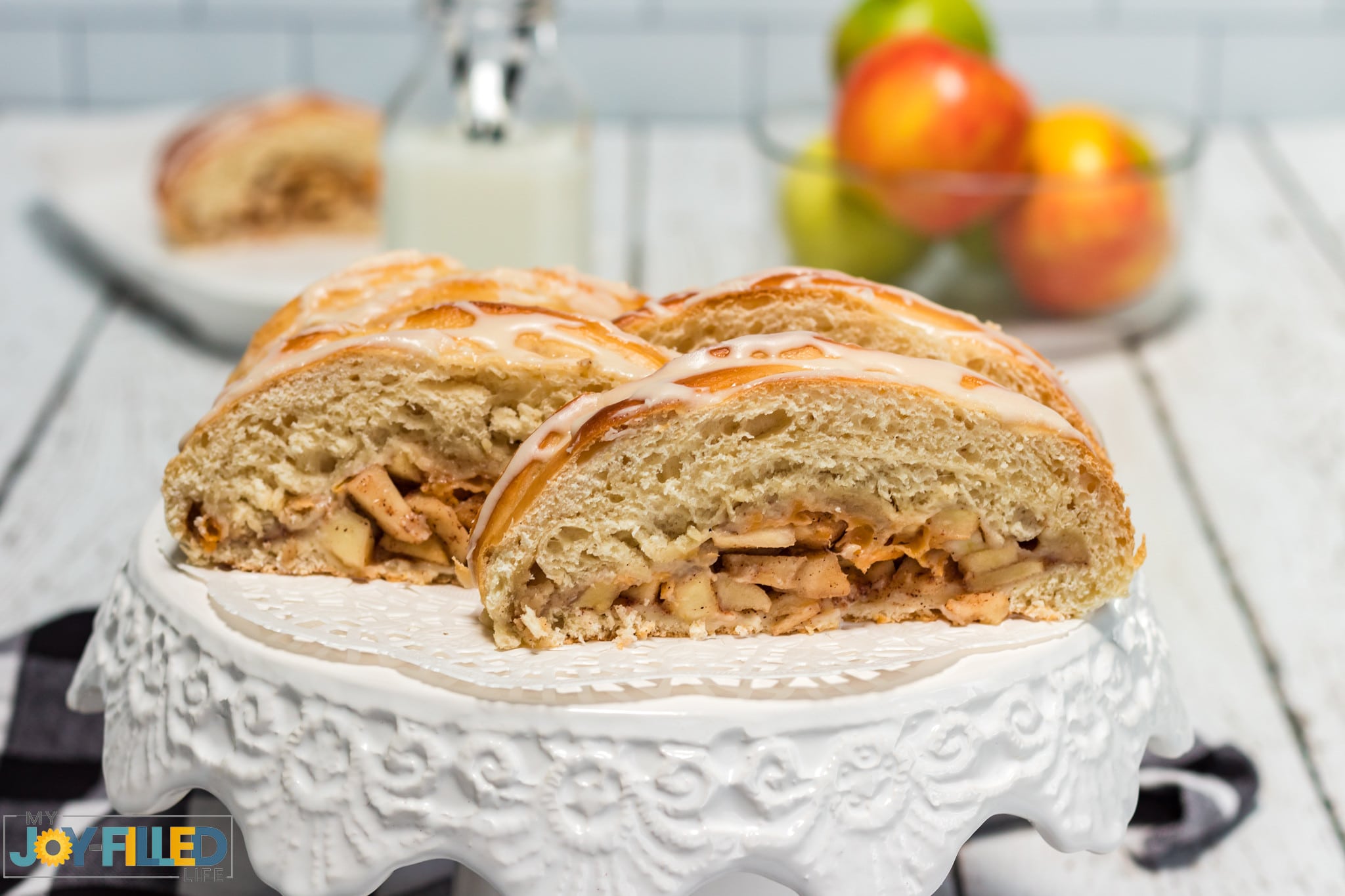 Apple Cinnamon Bread on a display stand