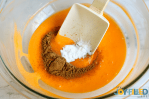 adding in the cinnamon and baking soda