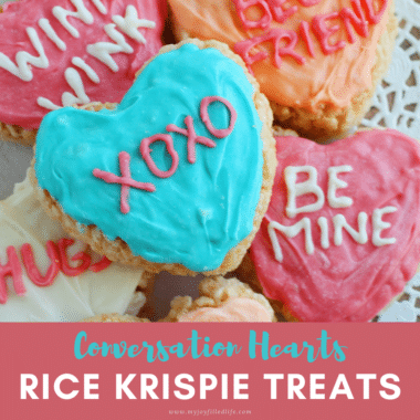 Conversation Hearts Krispie Treats Square