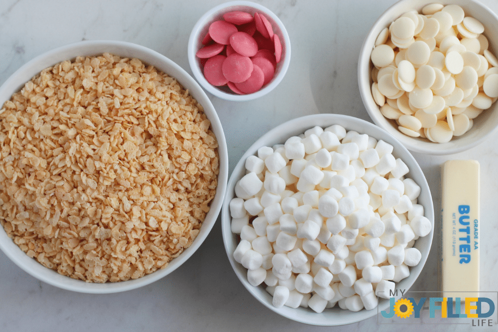 ingredients for heart rice Krispie treats