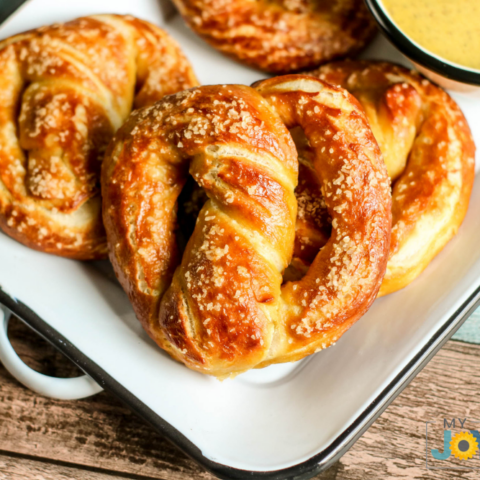 soft pretzels on a plate