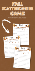 Fall Scattergories Printable Game