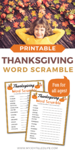 Printable Thanksgiving Word Scramble