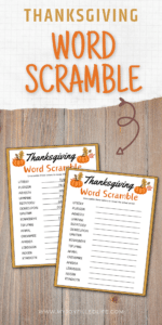 Thanksgiving word scramble printable
