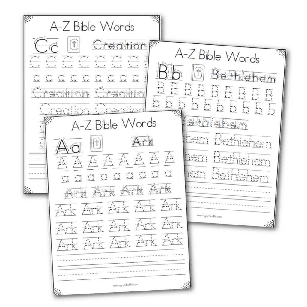 A-Z Bible Words Handwriting Practice Pages - My Joy-Filled Life