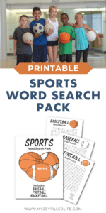 Sports Word Search Printable Pack for Kids
