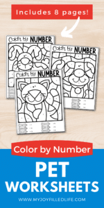 Printable Pets Color by Number Pages